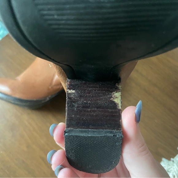 Women’s Brown Leather Heeled Boots - Picture 7 of 12